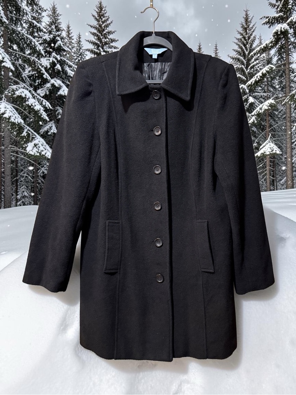 Denver Hayes Black Wool Coat - Picture 12 of 12